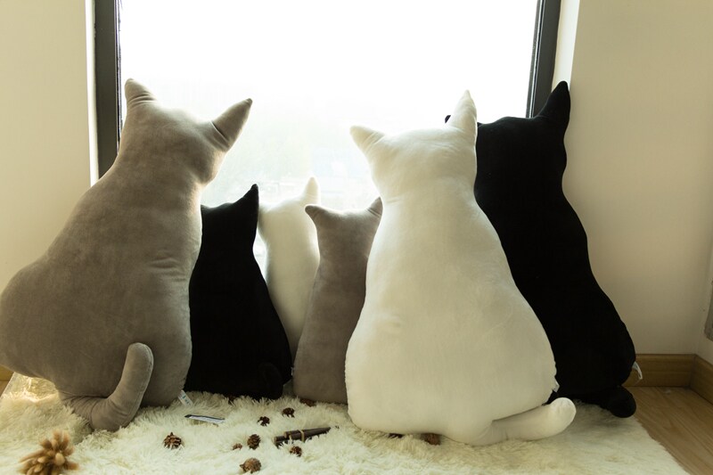 卡通背影小猫公仔毛绒玩具猫咪抱枕靠垫午睡枕玩偶布娃娃生日礼品