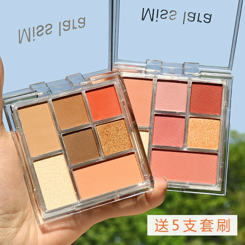 Палетка теней, матовый водостойкий портативный маленький хайлайтер, румяна