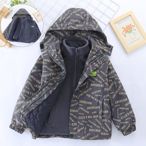 男童秋冬季三合一冲锋衣外套