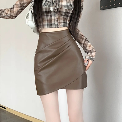 不规则PU辣妹风短款皮裙
