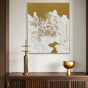 新中式抽象山水酒店餐厅卧室客厅入室装饰画玄关壁画茶室禅意挂画