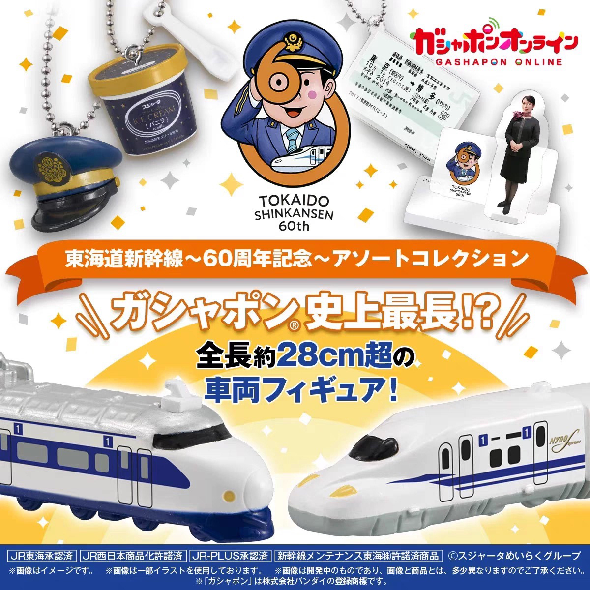 【现货】万代BANDAI东海道新干线60周年纪念赏抽仿真模型摆件扭蛋