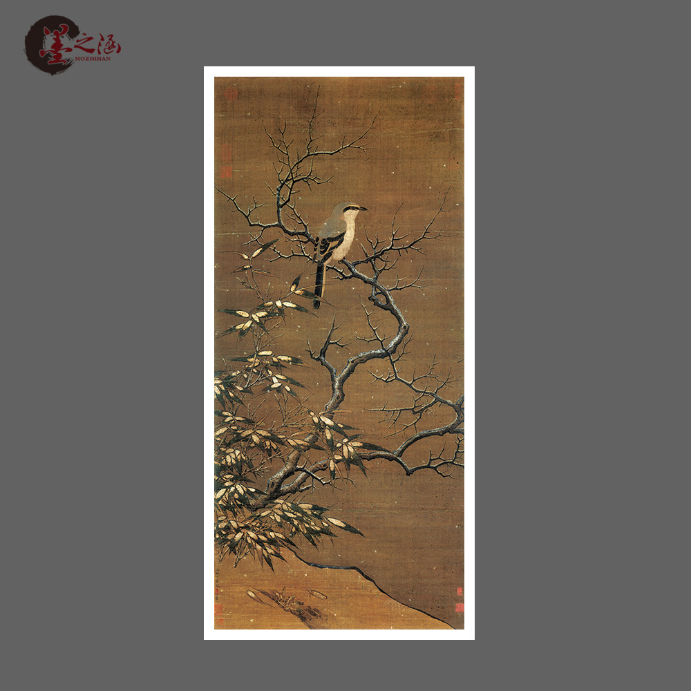 宋 李迪 雪树寒禽图 山水设色国画 古代名画 高清复古 微喷复刻画