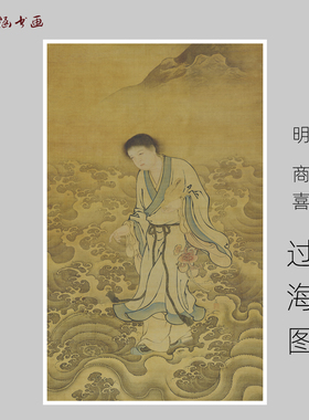 明商喜过海图微喷国画