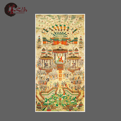 清 丁观鹏 极乐世界庄严图 国画 人物画艺术微喷装饰挂画 宣纸