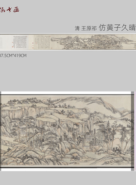 清 王原祁 仿黄子久晴峦霁翠 古山水风景人物国画 高清 艺术微喷
