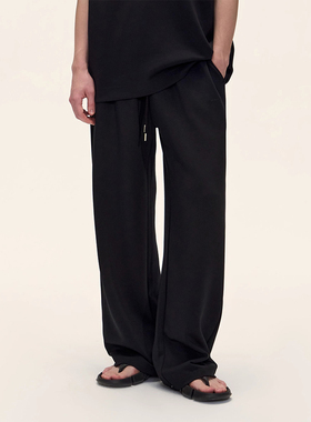 秋季凉感兰精莫代尔天丝休闲裤男女同款0压感空气垂感抗皱直筒裤