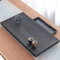 天然烏金石茶盤托盤抽屜式帶儲(chǔ)水盤蓄水排水雙用瀝水石頭茶臺(tái)家用