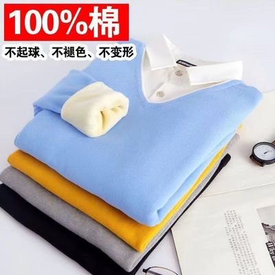 假两件毛衣男款新款加绒加厚上衣