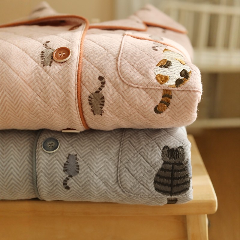 可爱卡通猫咪秋冬加厚空气棉睡衣男女夹棉睡衣保暖长袖家居服套装,女士内衣/男士内衣/家居服,睡衣/家居服套装,淘宝优惠券,粉丝福利购,淘宝优惠卷