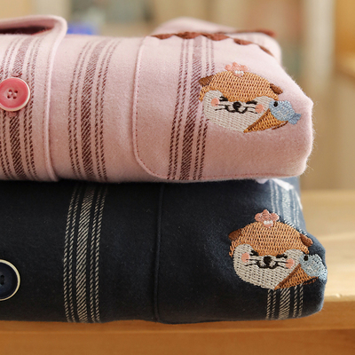 秋冬情侣卡通全棉睡衣男款加厚纯棉磨毛睡衣女长袖家居服可外穿