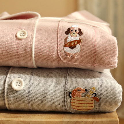 秋冬季新款情侣睡衣男士日系简约长袖睡衣女纯棉磨毛家居服可外穿