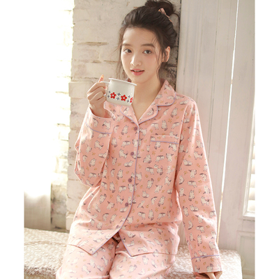 2025新款甜美卡通纯棉睡衣女秋冬长袖开衫家居服套装全棉磨毛春秋