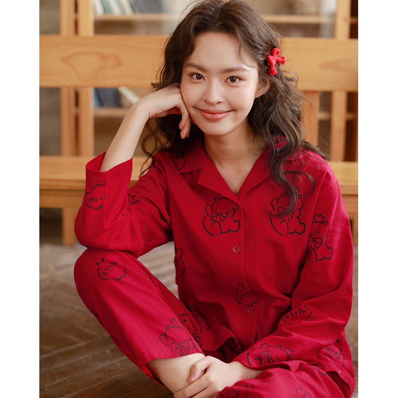 2026新款本命年红色纯棉睡衣女春秋纱布结婚喜庆可外穿家居服套装,女士内衣/男士内衣/家居服,睡衣/家居服套装,淘宝优惠券,粉丝福利购,淘宝优惠卷