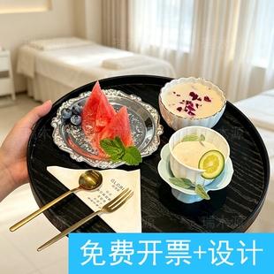 美容院茶歇下午茶餐盘托盘新中式水果摆盘甜品点心盘子精致高级感