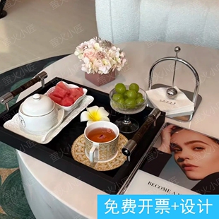 美容院皮肤管理中心会所接待甜品盘精致茶歇托盘水果点心盘糕点盘