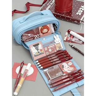 高颜值ins风笔袋奏折式抽拉高中学生大容量小众不撞款文具收纳袋