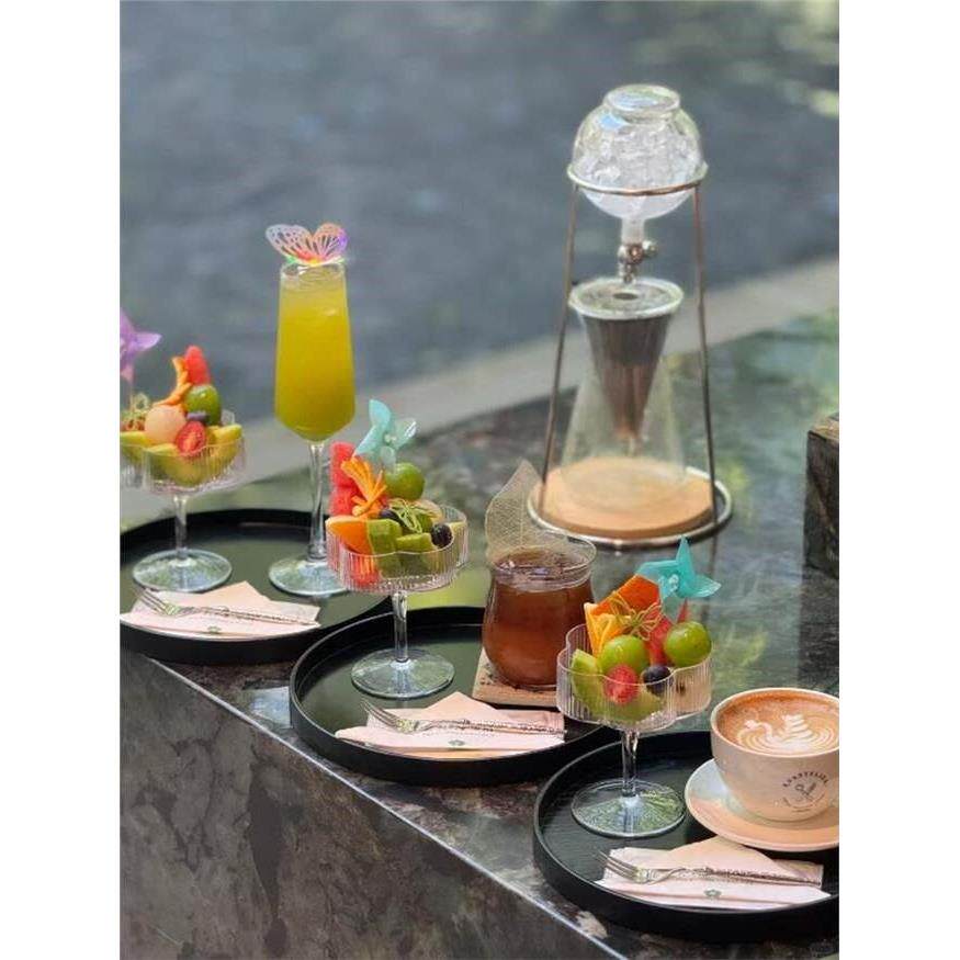 商务茶点宋式茶高级感甜品展示架摆台装饰精致酒店会所甜品台餐具