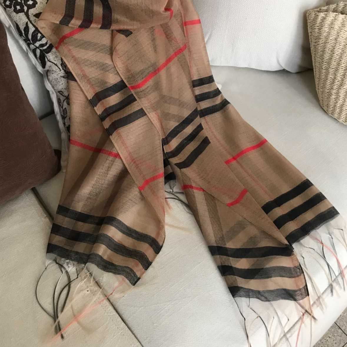 中古风格子流苏真丝羊毛混纺女