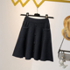 大码 胖mm高腰百褶裙显瘦A字半身裙 百搭简约针织毛线短裙子女新款