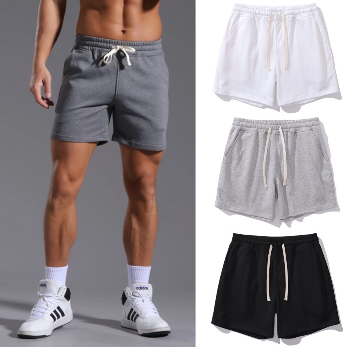 四分健身短裤男士夏季纯棉训练运动短裤休闲弹力灰色美式篮球裤子,运动服/休闲服装,运动中长裤／短裤,淘宝优惠券,粉丝福利购,淘宝优惠卷