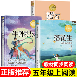 五年级上册必读的课外书正版推荐老师全套3册落花生许地山著搭石牛郎织女故事书小学生5年级语文教材同步阅读书籍经典文学作家作品