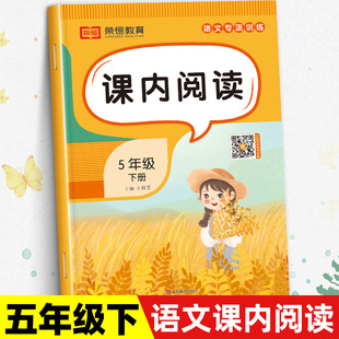 小学5下同步练习册练习题教辅基础强化训练配套随堂课后巩固课外练习与测试人教教版 课内阅读五年级下册语文阅读理解专项训练题 书