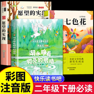 整本书共读 七色花 愿望的实现 湖水睁着明亮的眼睛 二年级课外阅读书目 全套三本二年级阅读书籍快乐读书吧二年级下册