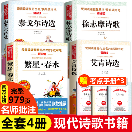 小学生现代诗歌冰心繁星春水艾青泰戈尔诗选徐志摩诗歌全集 456年级课外阅读书籍四五六年级必读课外书精选四年级下册现代诗集大全