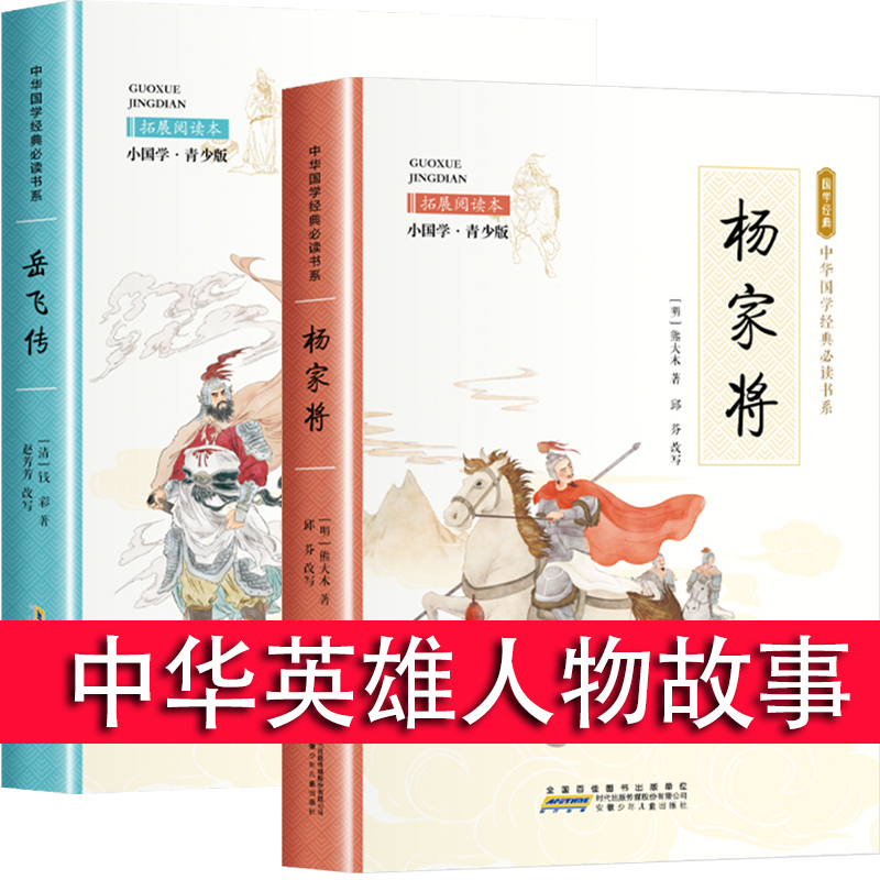 岳飞传+杨家将书青少版原著正版小学生课外阅读书籍演义精忠报国传奇全传历史英雄人物的故事四五六年级必读经典书目儿童8-12岁