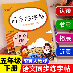 小学5下学期练字帖每日一练部编版 五年级下册语文同步字帖人教版 小学生专用练习册写字课课练专项控笔训练写字帖钢笔临摹