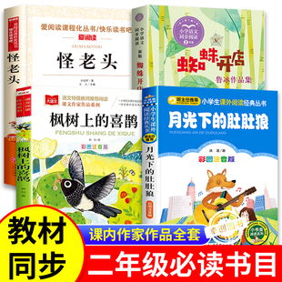 课内作家二年级下册必读的课外书全套4册正版书籍 蜘蛛开店鲁冰著枫树上的喜鹊月光下的肚肚狼注音版怪老头儿孙幼军人教版阅读书目