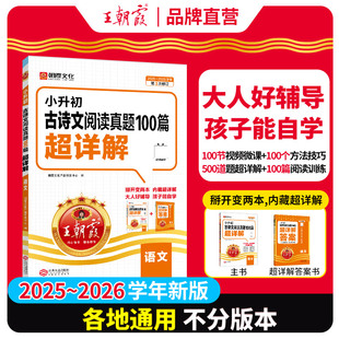 王朝霞小升初古诗文阅读真题100篇超详解文言文古诗词古文阅读理解训练必背全解全练一本通语文一百篇六年级系统总复习 小学升初中