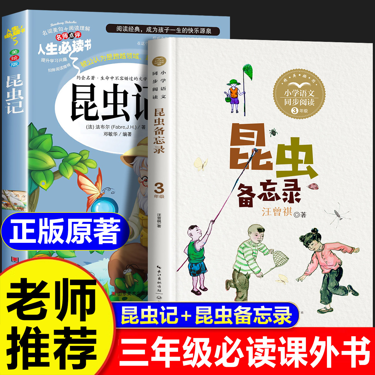 昆虫记昆虫备忘录三年级必读课外书老师推荐下册汪曾祺法布尔正版原著完整版人教版三年级下人民全套文学快乐读书吧长江文艺出版社