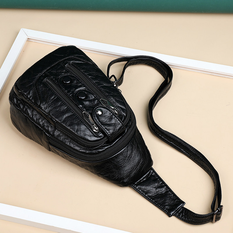 胸包女韩版软皮小背包休闲百搭女士胸前包单肩斜挎包户外旅游背包