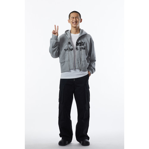 开衫我的美丽冒犯你连帽卫衣短款