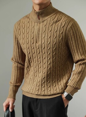 新款秋冬季加厚保暖针织衫男士商务型男毛衣衫打底衣上衣套头卫衣