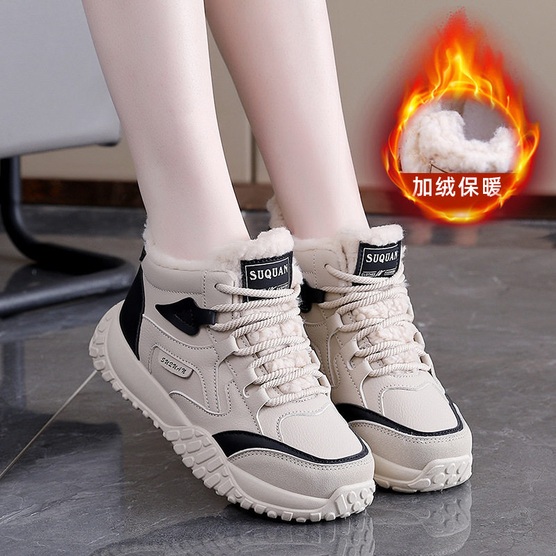 加绒高帮女鞋雪地靴运动鞋保暖鞋