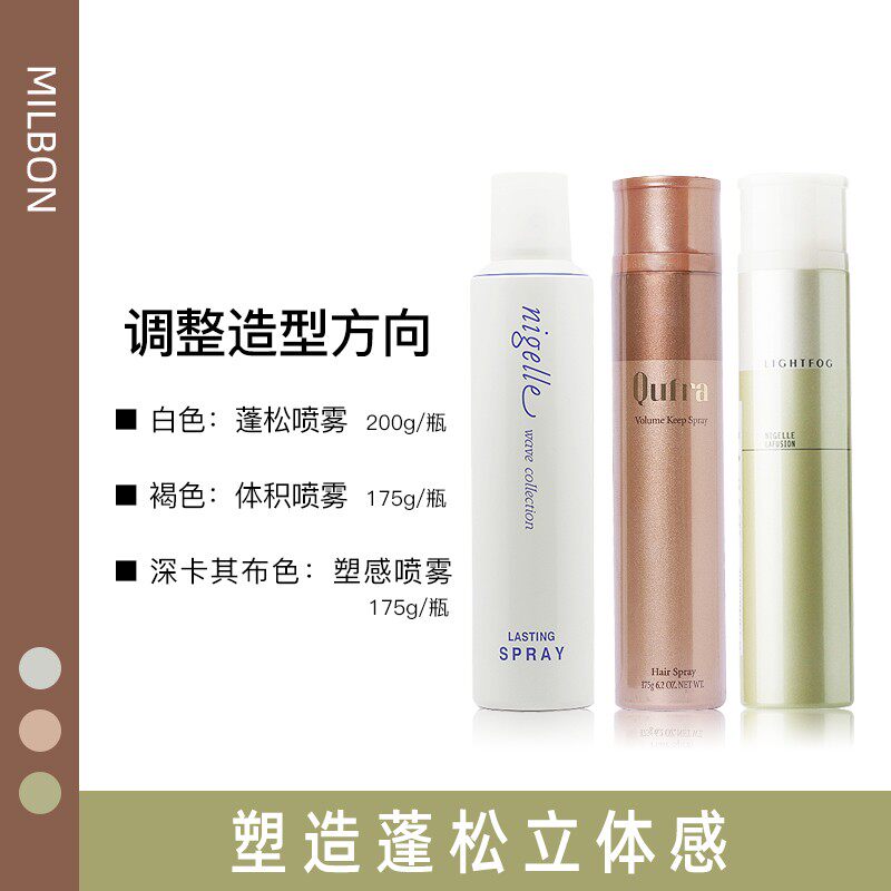 玫丽盼定型喷雾日本milbon干胶蓬松造型发胶恋佳靓体积感保持定型