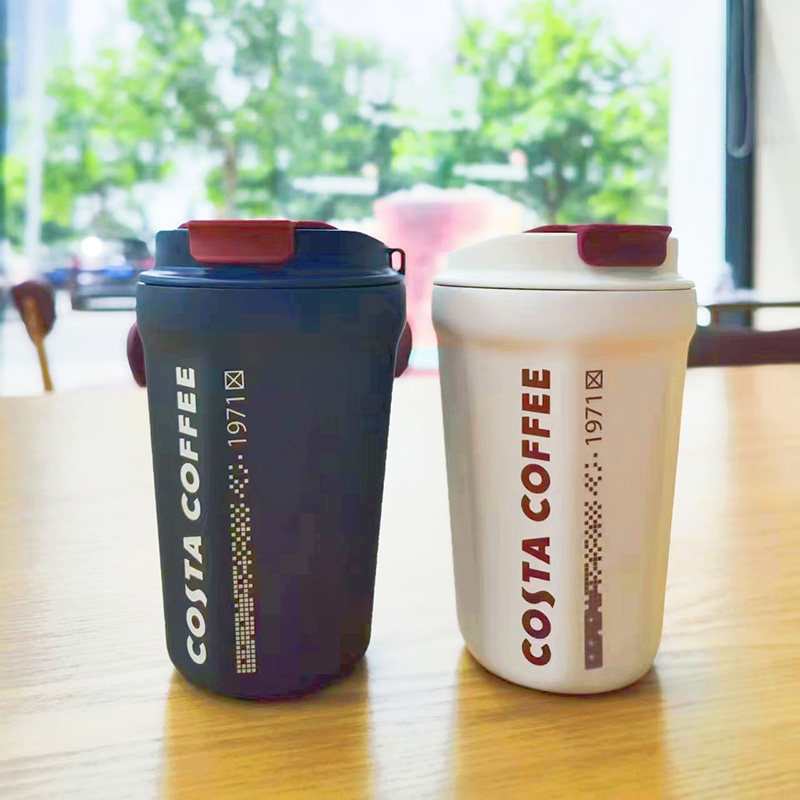 costa咖啡杯GERM联名经典菱形随行杯带手绳保温杯316L不锈钢水杯