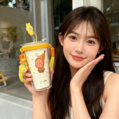 联名杯子改造diy水杯联动PP杯爆改含304内胆玻璃外壳卡通防漏杯盖