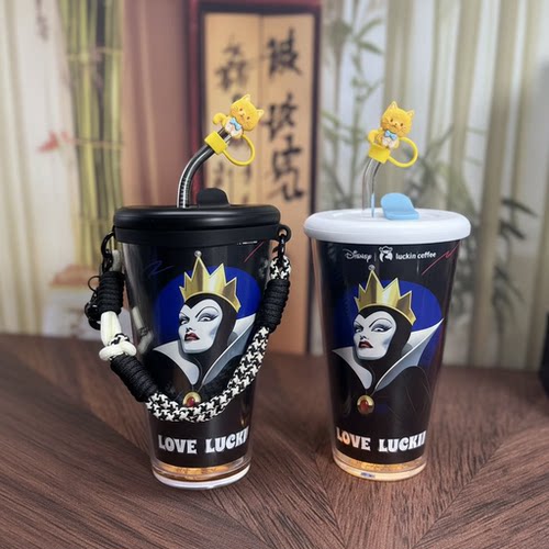 瑞幸联名迪士尼反派PP杯改造304不锈钢陶瓷内胆杯盖子亚克力外壳