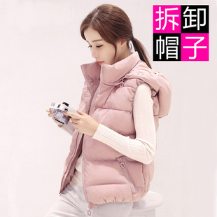 女式 带帽修身 马夹显瘦坎肩外套 学生加厚棉马甲女秋冬短款 2025新款