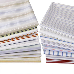 秋长绒棉纯棉衬衫布料连衣裙全棉蓝绿条纹衣服棉布高支棉蓝白条纹