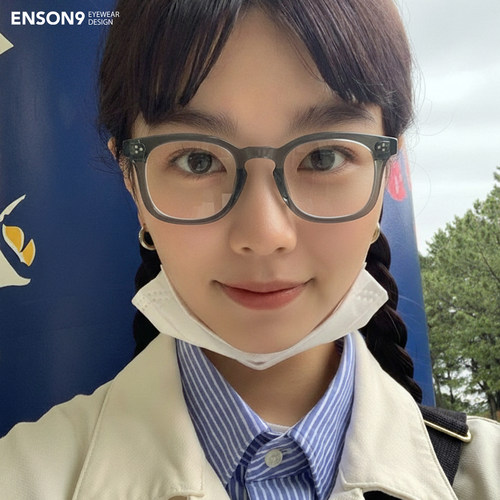 高级粗框板材玳瑁灰色近视平光镜