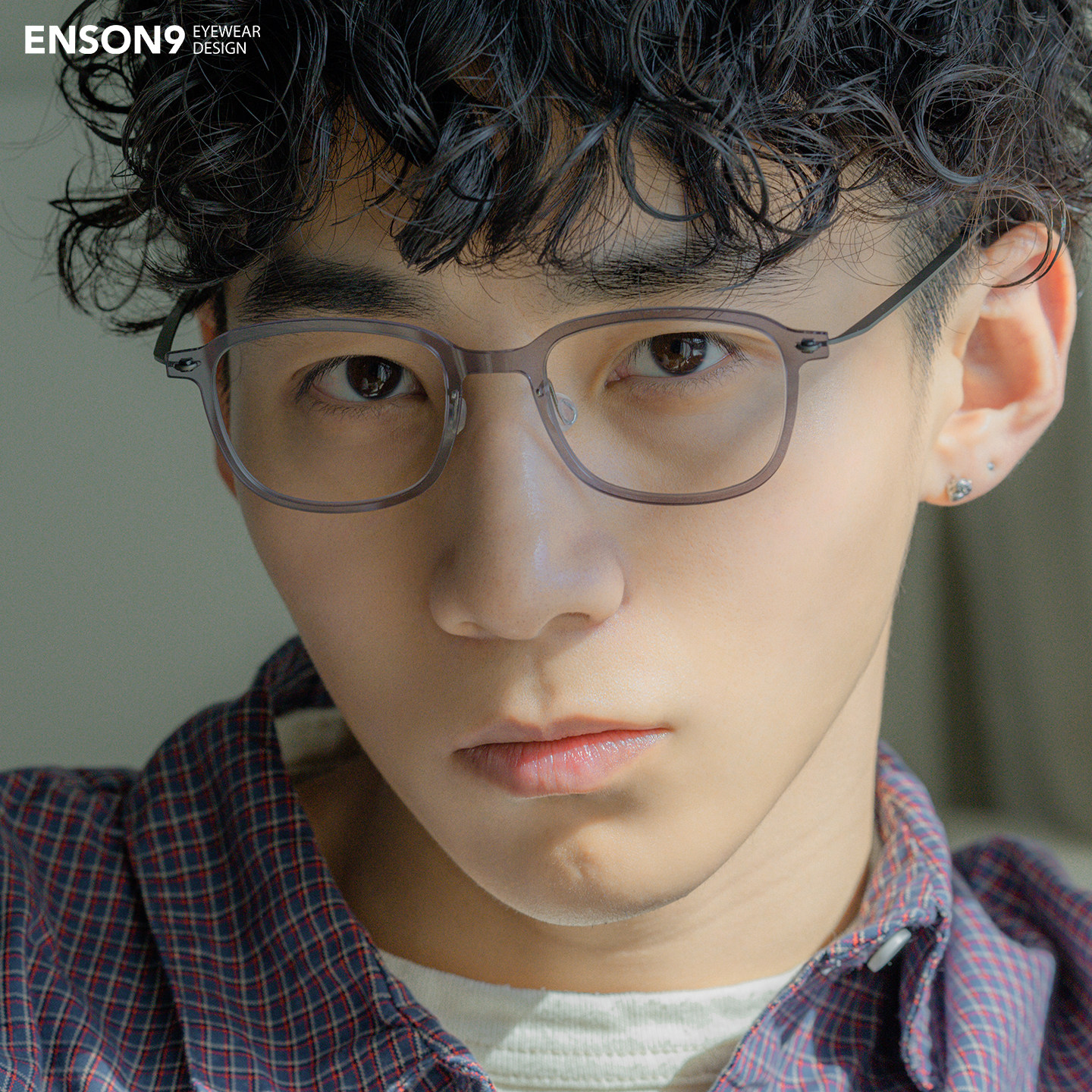 enson9超轻薄纯钛尼龙圆角小方框潮男女 通勤半透明配近视平光镜