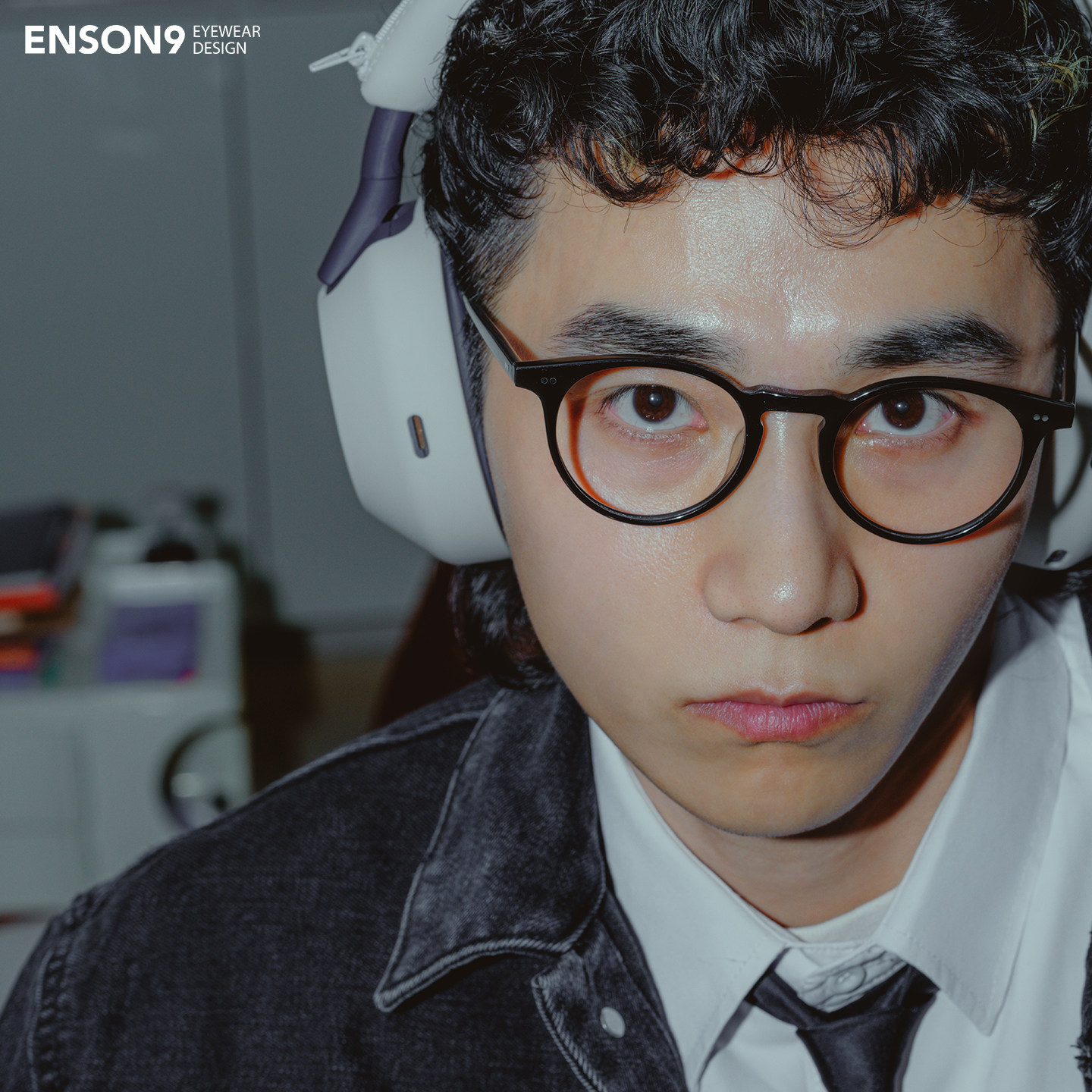 enson9复古细框板材圆框眼镜潮男女 极简棕石纹色近视平光镜架