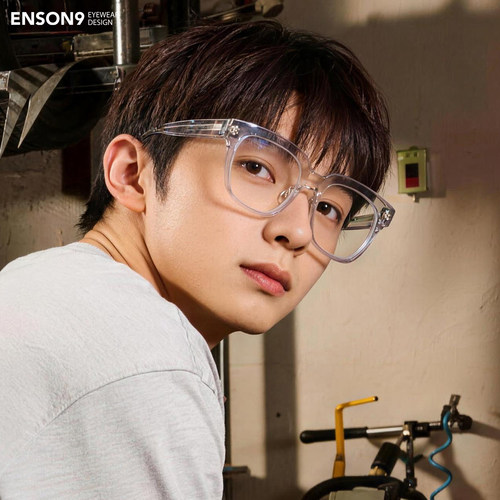 enson9复古痞帅透明大方框眼镜