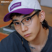 enson9日系复古金属半框眼镜潮男女 板材纯钛大方框近视平光镜架