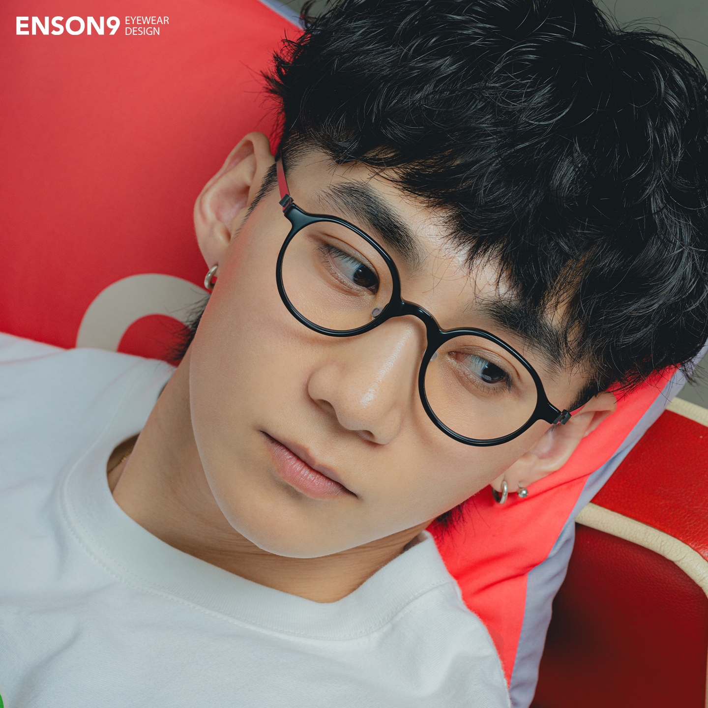 enson9超轻板材圆框眼镜潮男女 复古防滑百搭半透明配近视平光镜